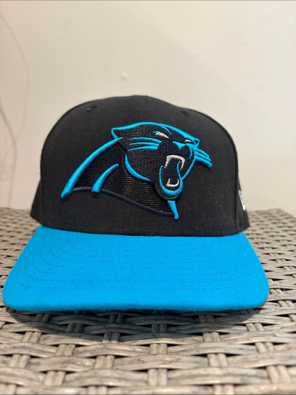 New Era Carolina Panthers Black and Teal Flat Brim Hat